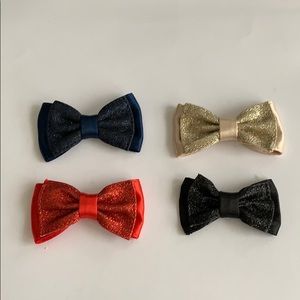 Navy, red, soft gold, black glitter bow hair clip